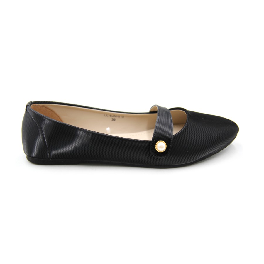 YONGKI KOMALADI FLAT SHOES OL-EJM-810 KREM/HIJAU/HITAM/LILAC – HITAM, 37