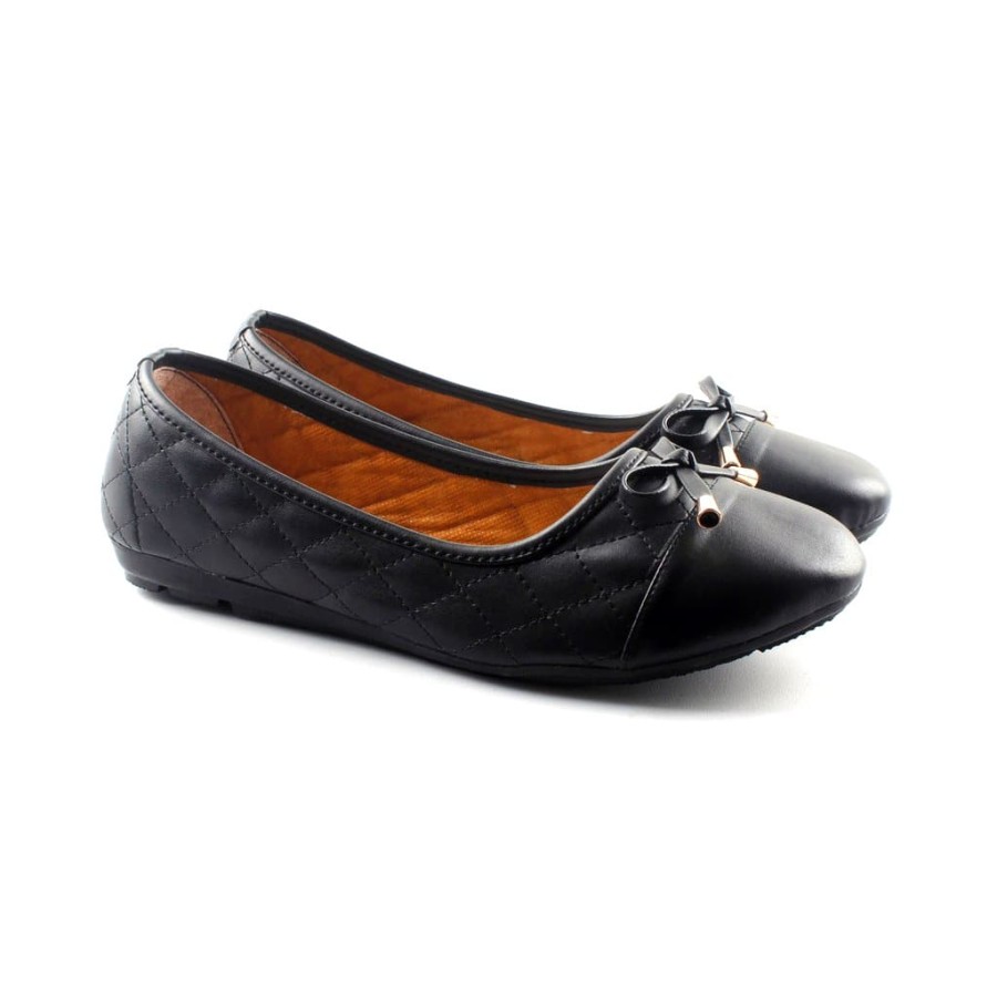 Pluvia – ANNE Sepatu Flat Shoes Wanita Quilted – Hitam, 40